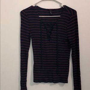 Criss-Cross Tie Long Sleeve Top